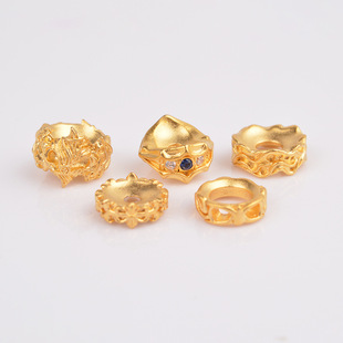 沙金保色荷鲁斯之眼跑环水晶文玩手链配珠隔片diy克心十字卡环