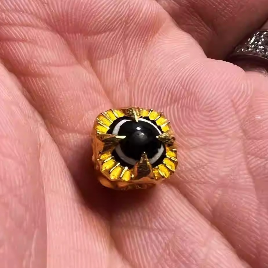 藏式黄金魔瞳鬼眼天珠单珠顶珠散珠背云配饰星月猴头手串diy配饰