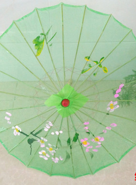 艺蕴中国风古典花卉油纸伞76cm摄影演出道具伞绿色透明伞舞蹈伞