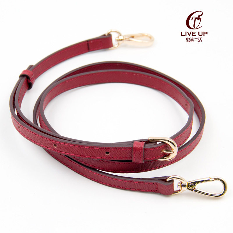 包带肩带 酒红十字纹牙签纹包带女包包配件可调节单肩斜跨皮带子