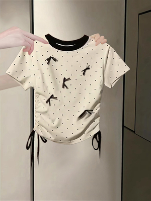 芭蕾风波点收腰短袖t恤女款夏季