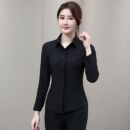 衬衫 气质衬衫 女长袖 设计感小众衬衣女黑色韩版 女工作服 春秋装 新款