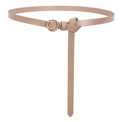 歌品女士真皮百搭圆扣细腰带