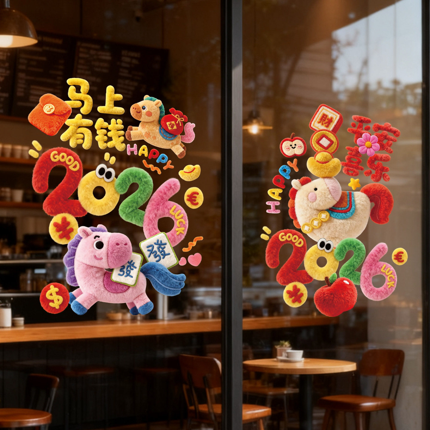 2026马年新年静电贴窗花玻璃门贴纸窗贴过年场景布置春节喜庆装饰,节庆用品/礼品,喜字/剪纸/贴纸,淘宝优惠券,粉丝福利购,淘宝优惠卷