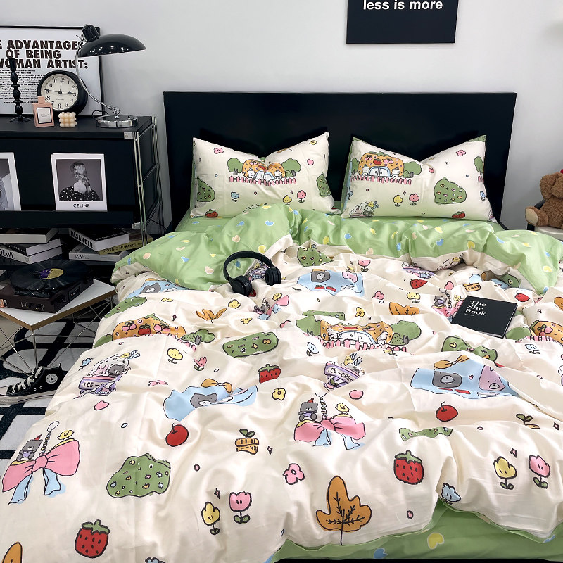 花田小汐 糖果屋 卡通可爱纯棉四件套全棉床单被套床品宿舍三件套