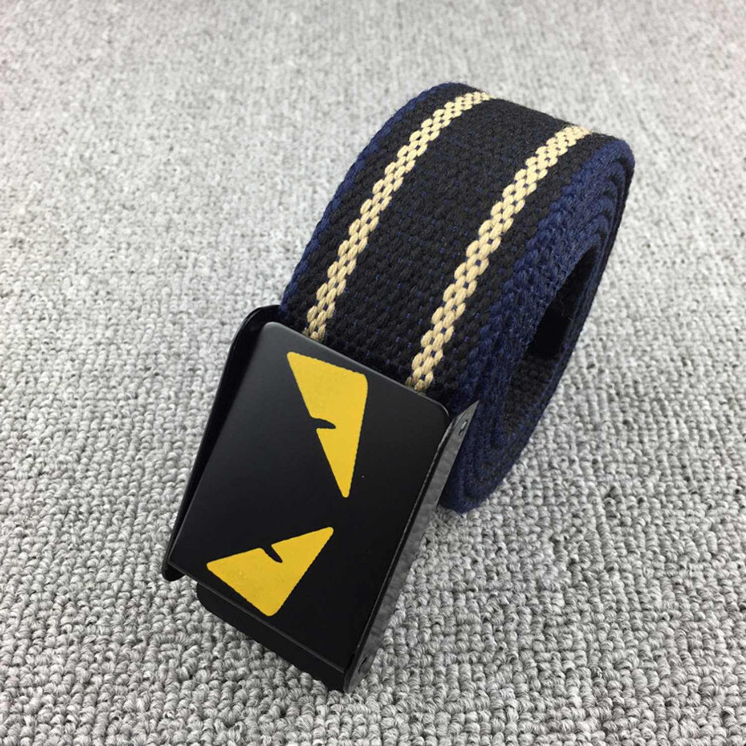 韩版辛普森可爱卡通皮带青年帆布字母自动扣腰带男女学生潮流百搭