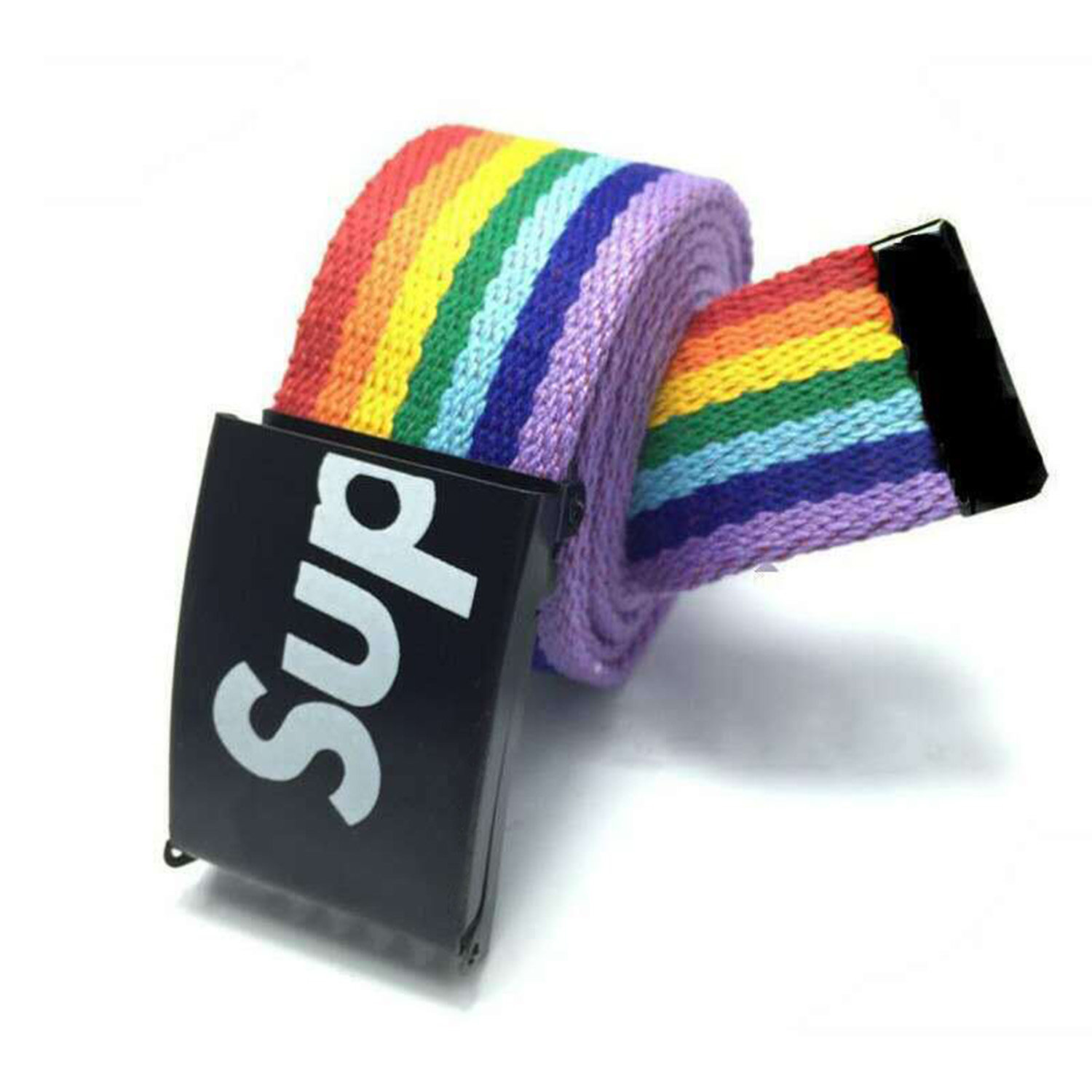 时尚条纹翻盖按压扣帆布腰带男女休闲百搭皮带潮流学生自动扣裤带