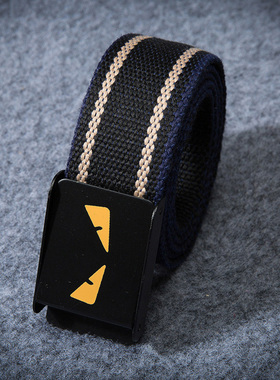 男士帆布腰带平滑扣自动扣皮带简约韩版个性百搭青年学生军训裤带