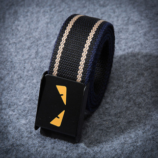 男士帆布腰带平滑扣自动扣皮带简约韩版个性百搭青年学生军训裤带