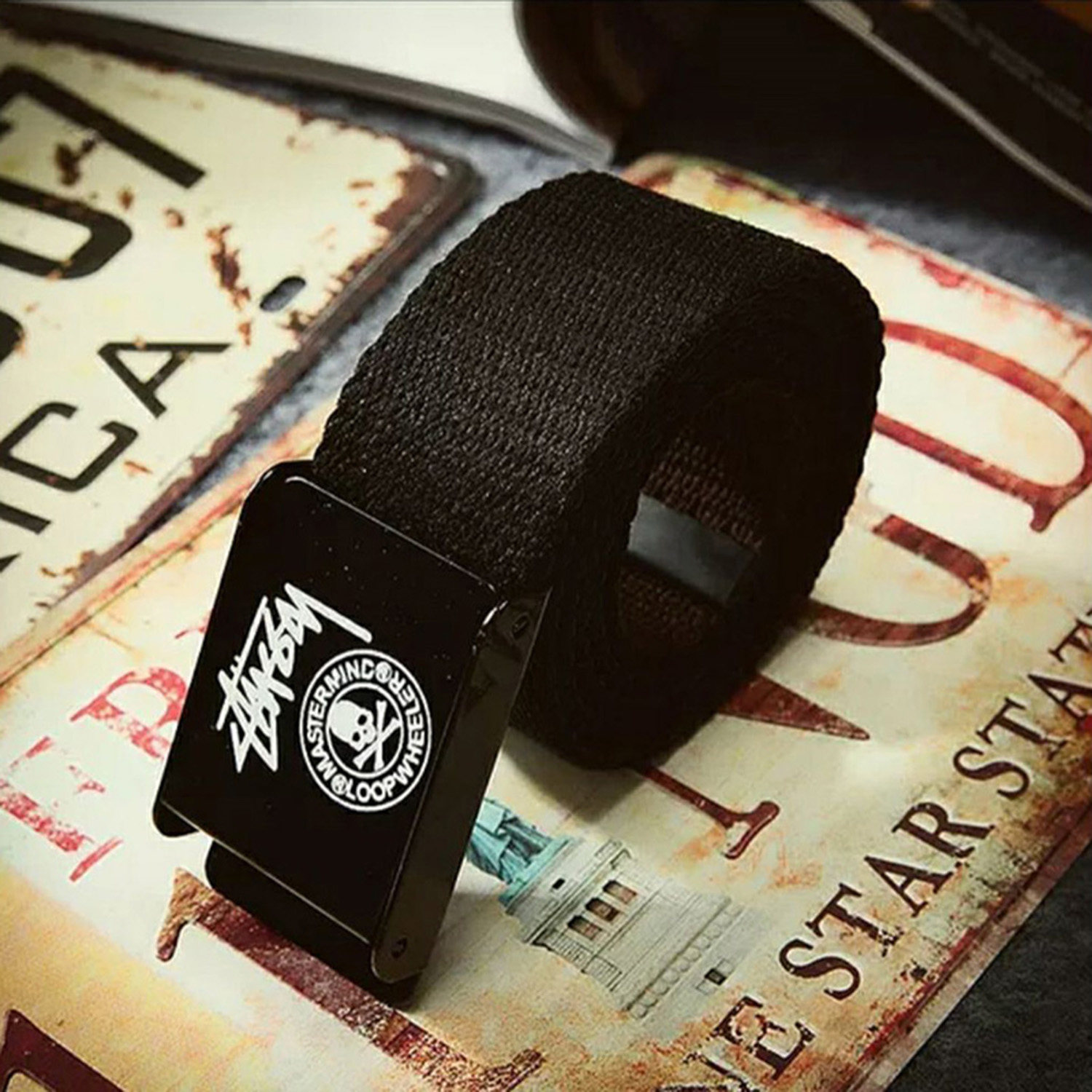 美式hiphop腰带男款潮流学生皮带男潮年轻人帆布裤带日系复古风帅