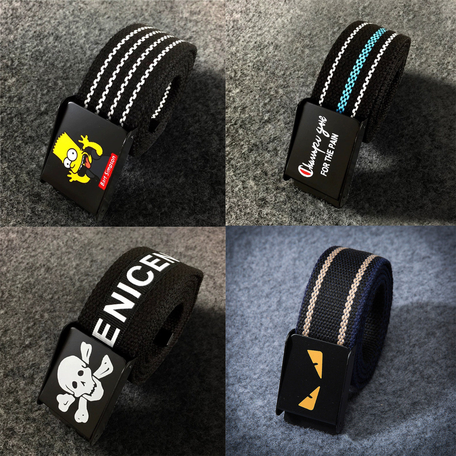 中学生皮带男青少年百搭帆布裤带男孩子潮流炫酷军训无孔休闲腰带