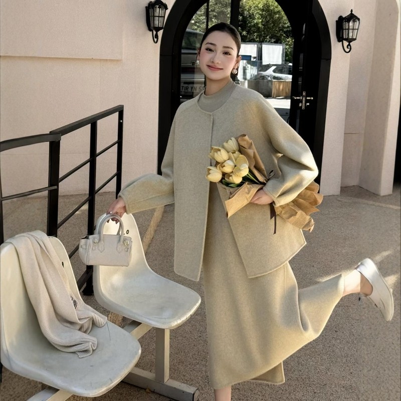 学院风2025新款双面羊绒大衣