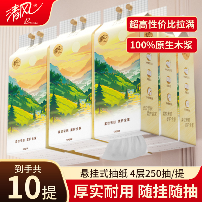 清风大包悬挂式抽纸厕纸厨房加厚
