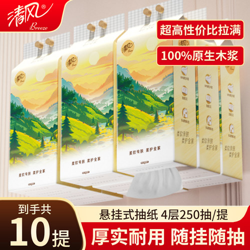 清风大包悬挂式抽纸厕纸厨房加厚