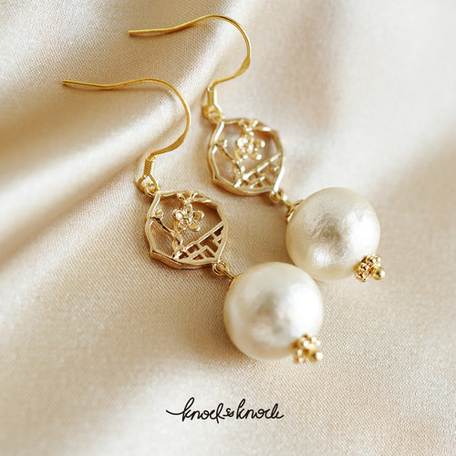 耳环棉花珍珠原创设计新中式女