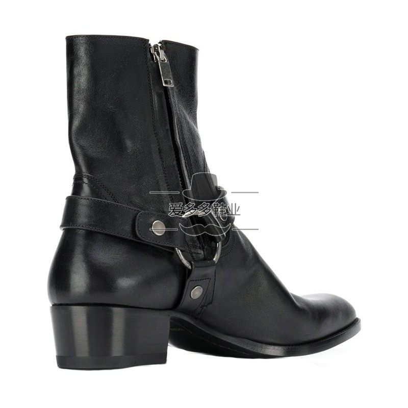 NOBLE QUALITY SPRING SUMMER CHELSEA BOOTS MENS POINTED TOE BUCKLE HIGH-TOP MARTIN BOOTS