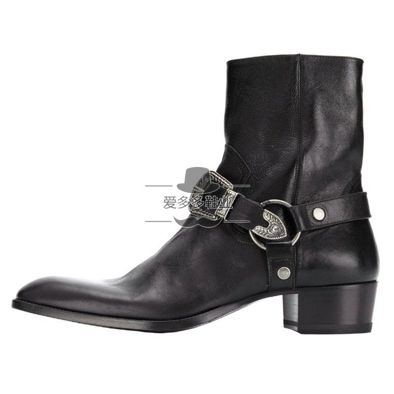 NOBLE QUALITY SPRING SUMMER CHELSEA BOOTS MENS POINTED TOE BUCKLE HIGH-TOP MARTIN BOOTS