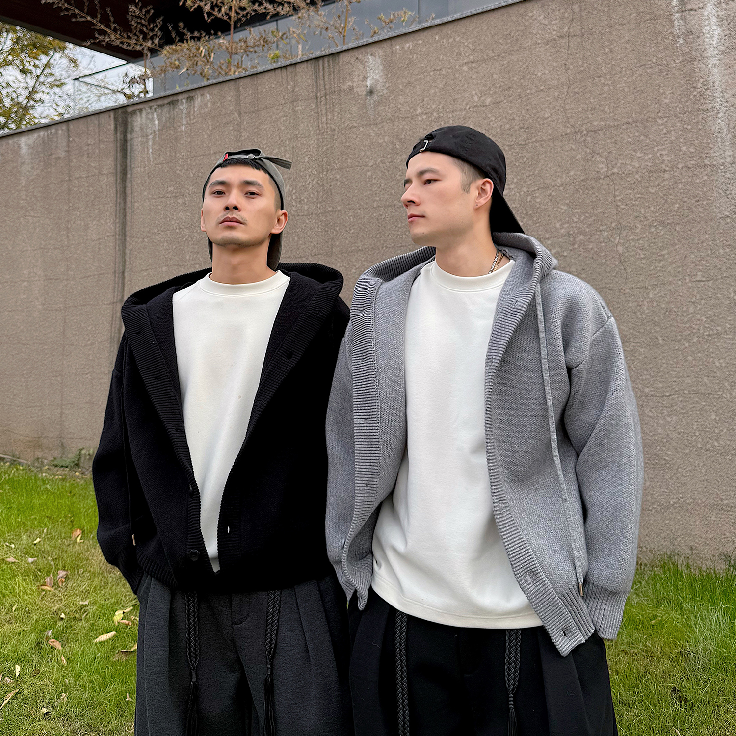 连帽针织开衫2025新款男士宽松休闲百搭慵懒风加厚毛衣上衣外套