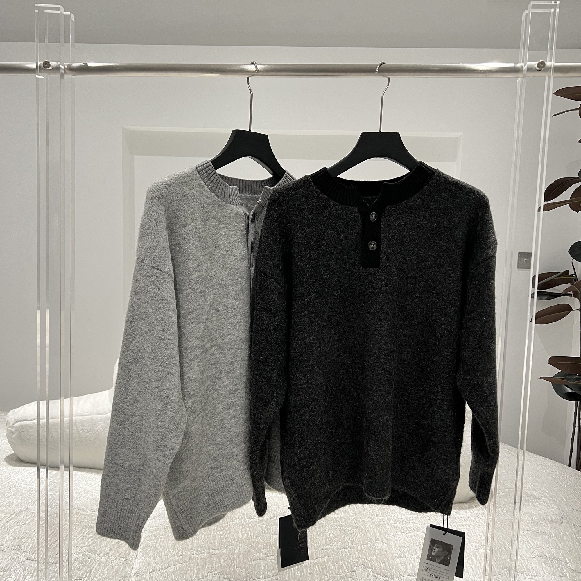 亨利领毛衣2025冬季新款潮流纯色百搭时尚宽松休闲男款针织上衣,男装,针织衫/毛衣,淘宝优惠券,粉丝福利购,淘宝优惠卷