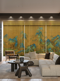 千里江山画竹帘卷帘遮光入口客厅屏风隔断挡帘遮阳竹帘门帘