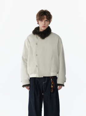 APOECHO   斜门襟加厚托卡毛绒外套男士新款秋冬时尚潮流高级简约