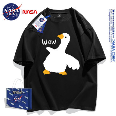 NASA联名克莱因蓝纯棉短袖t恤女