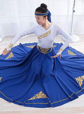 艺考蒙古族上衣舞蹈练习裙成人开场舞演出裙新疆维族练功服大摆裙