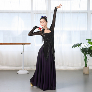 新款 维吾尔族服饰双层大摆裙 新疆舞蹈练习裙套维族舞艺考演出服装