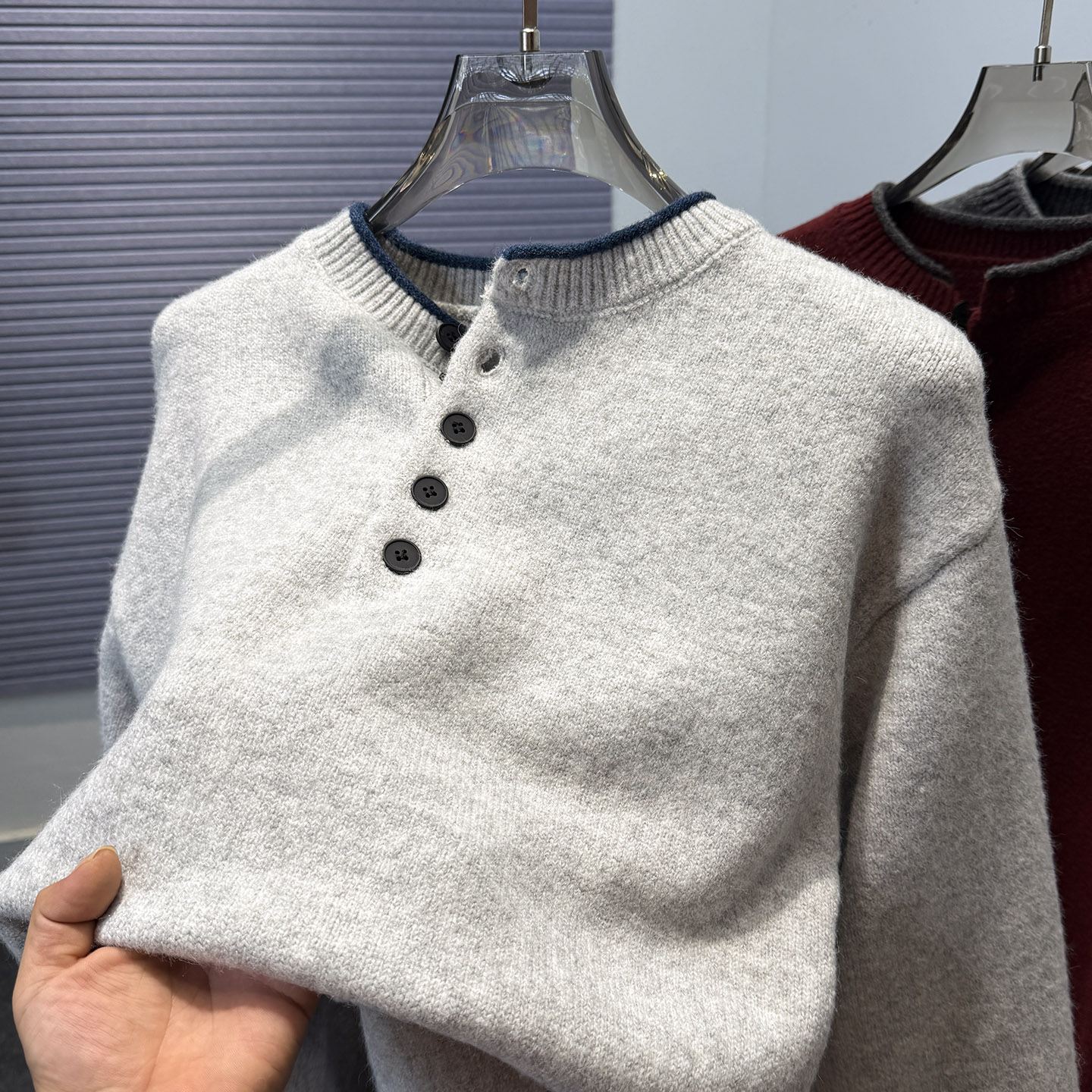 哼利领毛衣男2025新款冬季韩版宽松休闲纯色针织衫加厚套头上衣服