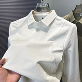 t恤男秋装 新款 衬衫 运动休闲拼接长袖 领polo衫 男纯色百搭上衣服潮