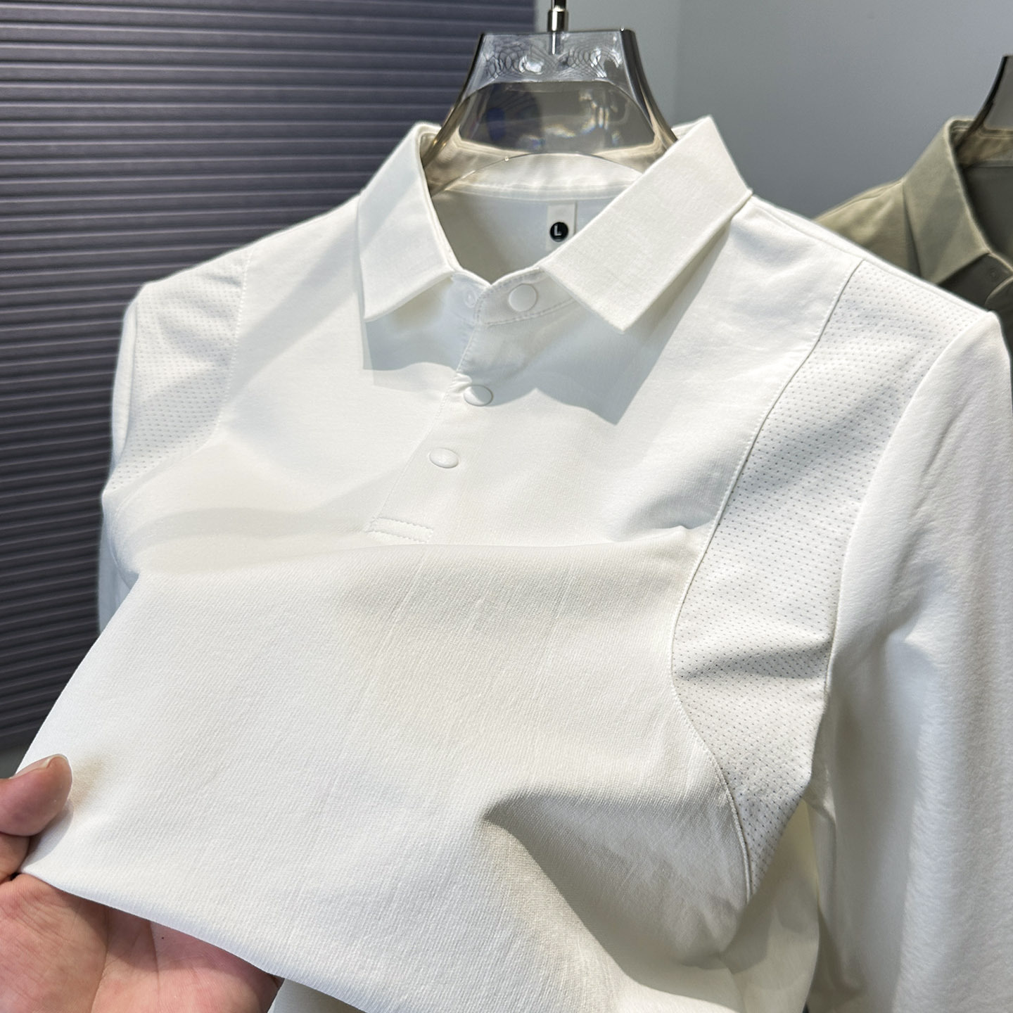 运动休闲拼接长袖t恤男秋装新款衬衫领polo衫男纯色百搭上衣服潮