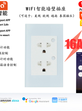涂鸦智能电量统计120型美规台湾越南泰国墙壁插座GooglehomeAlexa