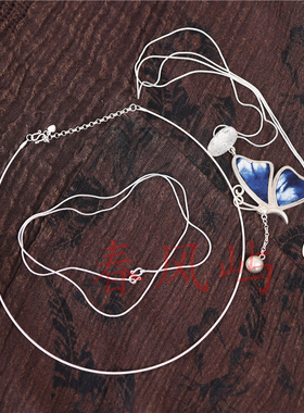 春风屿银白色苗银锁骨细项圈长短蛇骨链细项链百搭吊坠配饰挂饰04