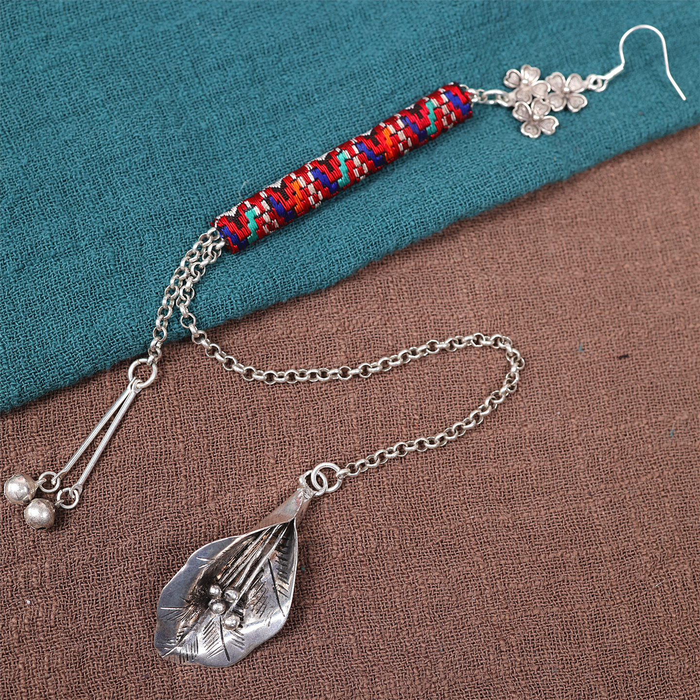 新中式个性刺绣蜡染蓝染耳环女