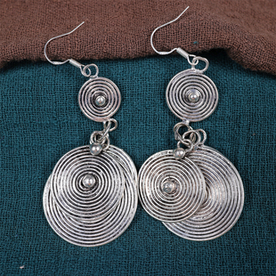 春风屿民族风苗银圆片耳环女气质时尚 潮人耳坠长欧美冷淡风62 个性