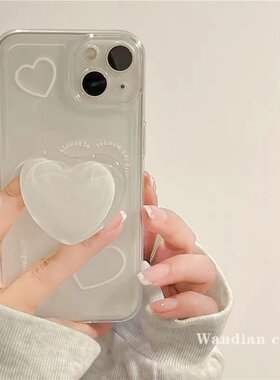ins高级感白色爱心带支架适用荣耀400/300/200pro/100/90手机壳x70i新款play9T畅玩60plus透明magic7/6女x60i