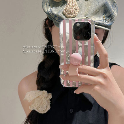 少女心粉色条纹适用oppo reno14/reno13pro/12pro/11pro手机壳新款reno10女reno9/8绸缎reno7se/6防摔个性5k