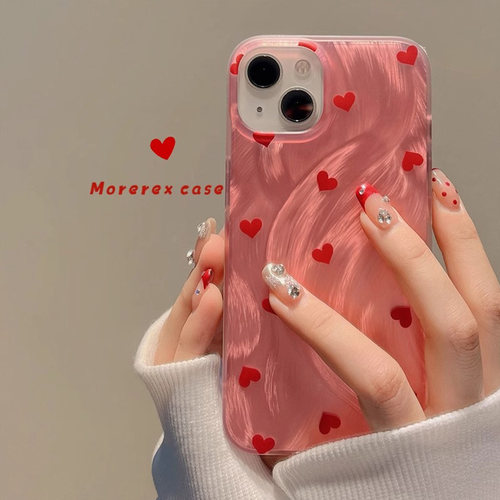 日韩红色爱心晕染羽纱 IMD适用一加ACE5 pro/ACE3pro个性手机壳ace2pro/1加13高级感一加12/11新款女保护壳