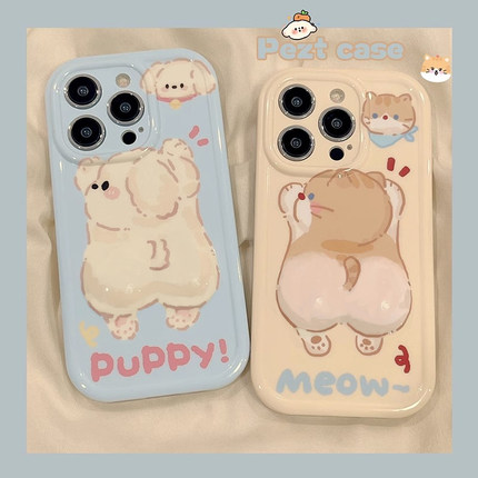 卡通小狗猫咪适用红米k80/k70至尊红米note14pro/13pro/Turbo3手机壳k60全包k50pro防摔k40个性note11女10/9