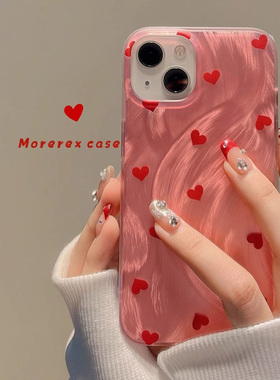 日韩红色爱心晕染适用真我realme12pro手机壳gtneo6se/neo7新款neo3/v25/GT6羽纱v23女GT7pro/neo5高级保护壳