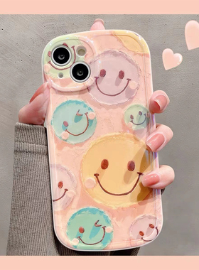涂鸦彩色笑脸小胖妹适用于苹果17 Air/16e手机壳iphone15promax/xsmax创意14plus防摔女13mini/12pro个性8p/7