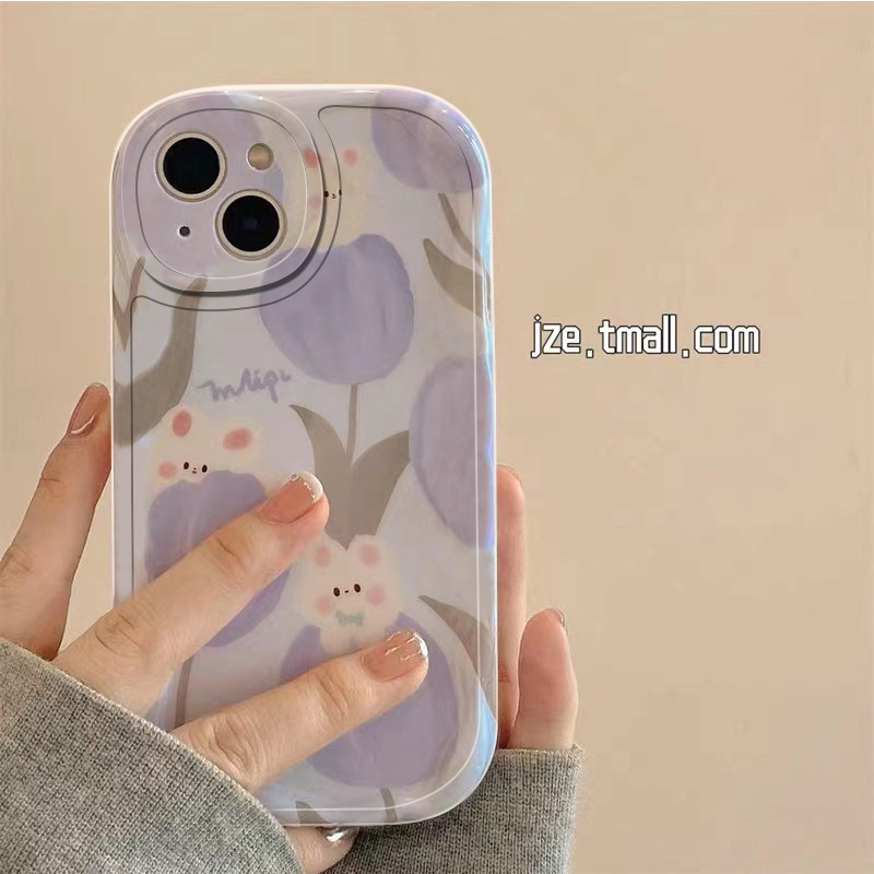 紫色郁金香可爱兔子小胖妹适用荣耀400/300pro/90GT/80/X70i手机壳c50全包畅玩60plus创意magic7女x60i保护壳
