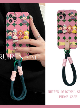 撞色圆底公仔腕带小胖妹适用oppo reno15/reno14/reno13/12/11pro/10pro/9/8/7手机壳手机套reno5可爱防摔女