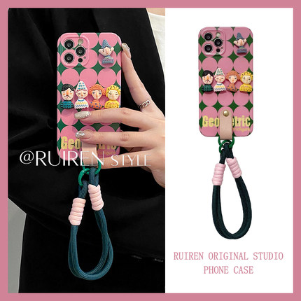 撞色圆底公仔腕带小胖妹适用oppo reno15/reno14/reno13/12/11pro/10pro/9/8/7手机壳手机套reno5可爱防摔女