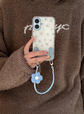 简约清新蓝色雏菊IMD适用于苹果17手机壳华为mate/p80 nova14小米17/k80/note15可爱oppo reno荣耀400女vivo