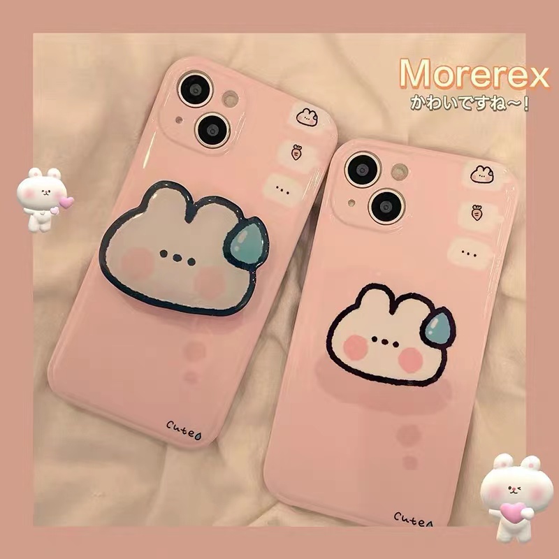 可爱卡通粉色兔子带支架趣味