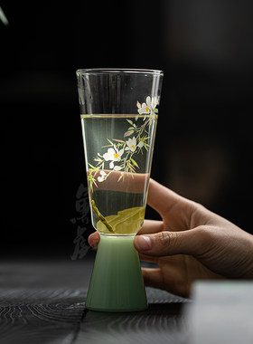 鱼戏耐热玻璃高足茶杯