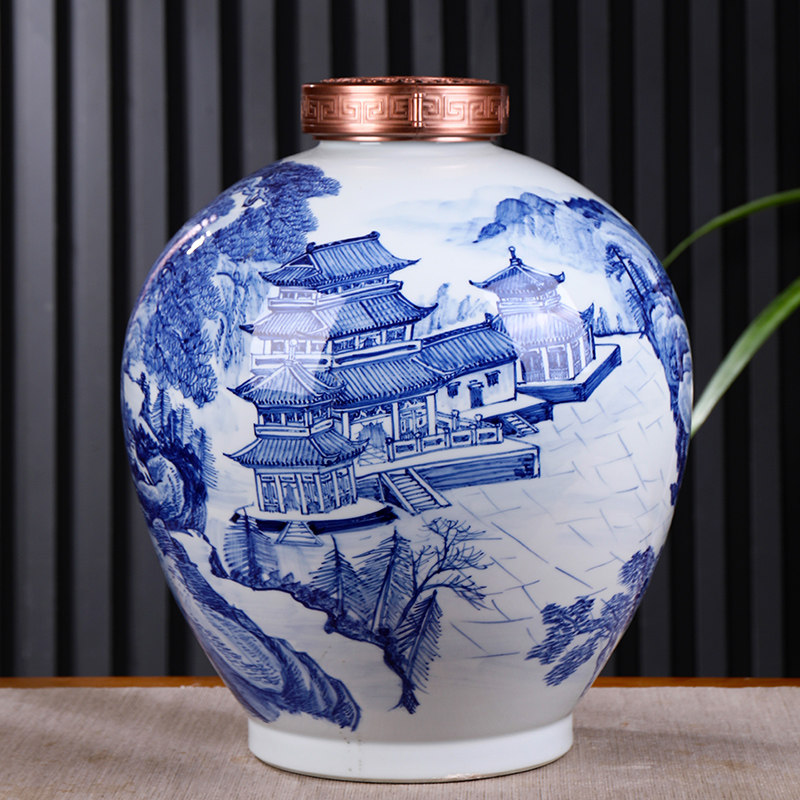 青花瓷陶瓷酒坛景德镇手绘复古