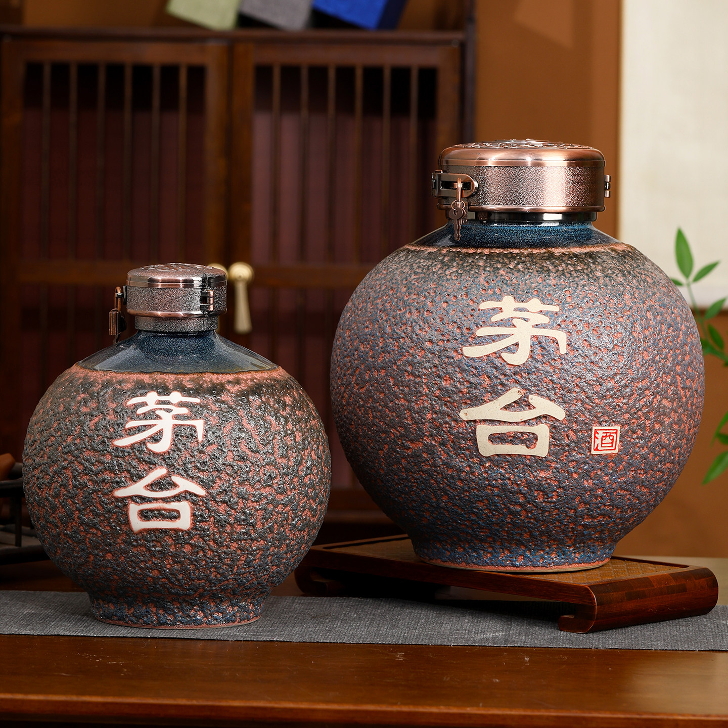 景德镇陶瓷酒瓶 五斤 十斤仿古釉家用密封酒坛 5 10斤圆球泡酒罐
