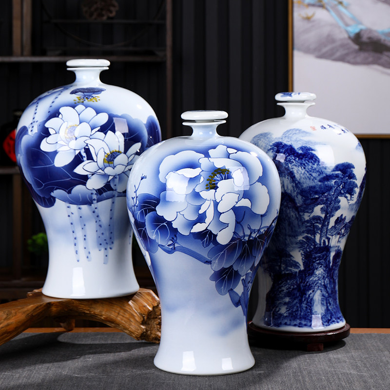 青花瓷陶瓷酒瓶景德镇可升值复古